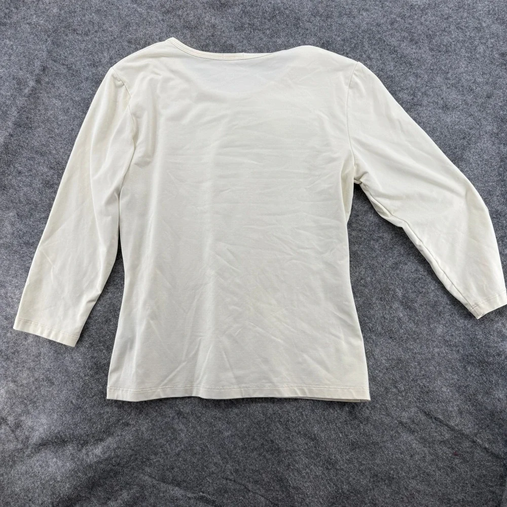 J.McLaughlin Top Women S Cream 3/4 Sleeve Scoop Neck Stretch Minimalist - Picture 5 of 12